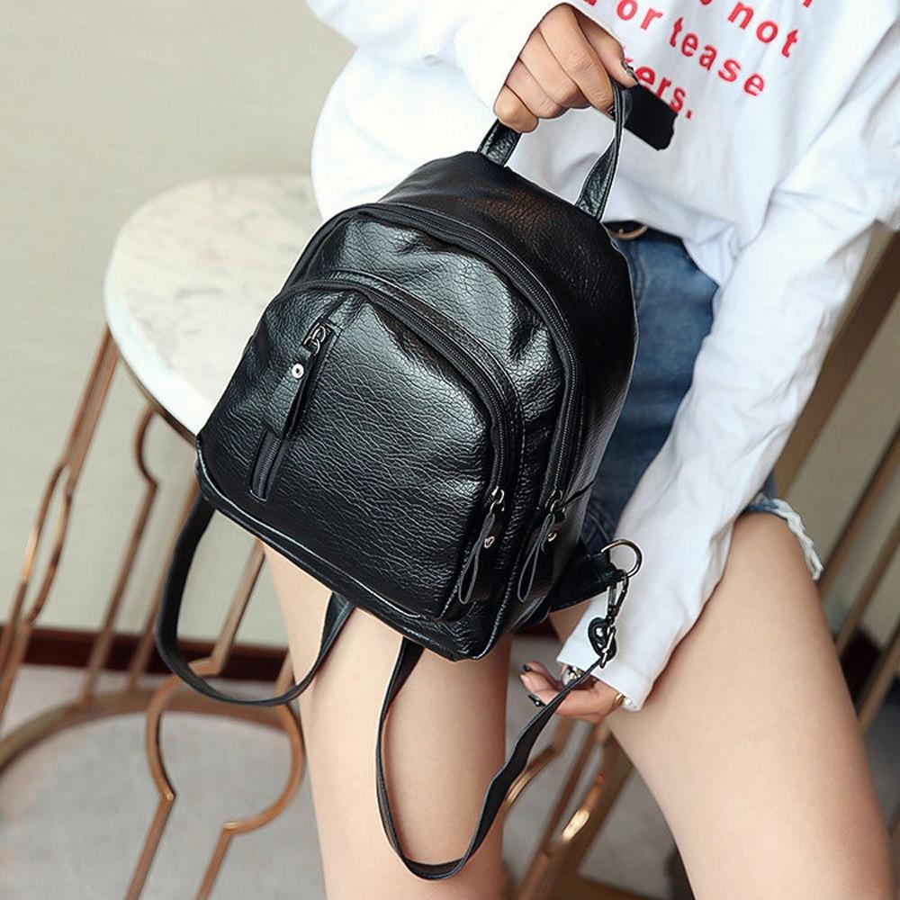 Women's Backpack PU Leather Travel Shoulder Bag Girl Multifunctional Small School Bolsa Fashion All-Match