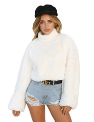 Thick Lambswool Winter Women Jacket Faux Fur Wool Coats Back Zippers