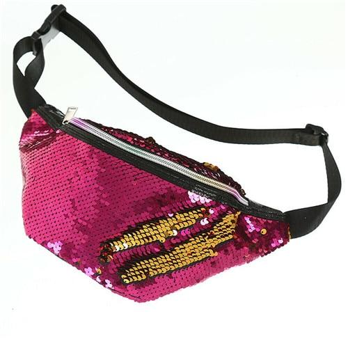 Waist Bags PU Glitter Sequin Waterproof Chest Handbag Unisex Fanny Pack Belly Pouch