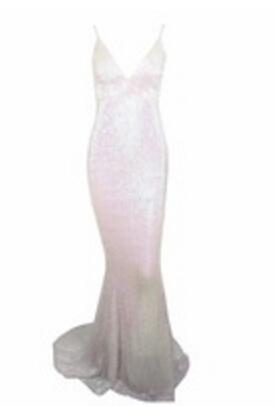 Ladies' Long Dress with Elastic Collar & Open Back