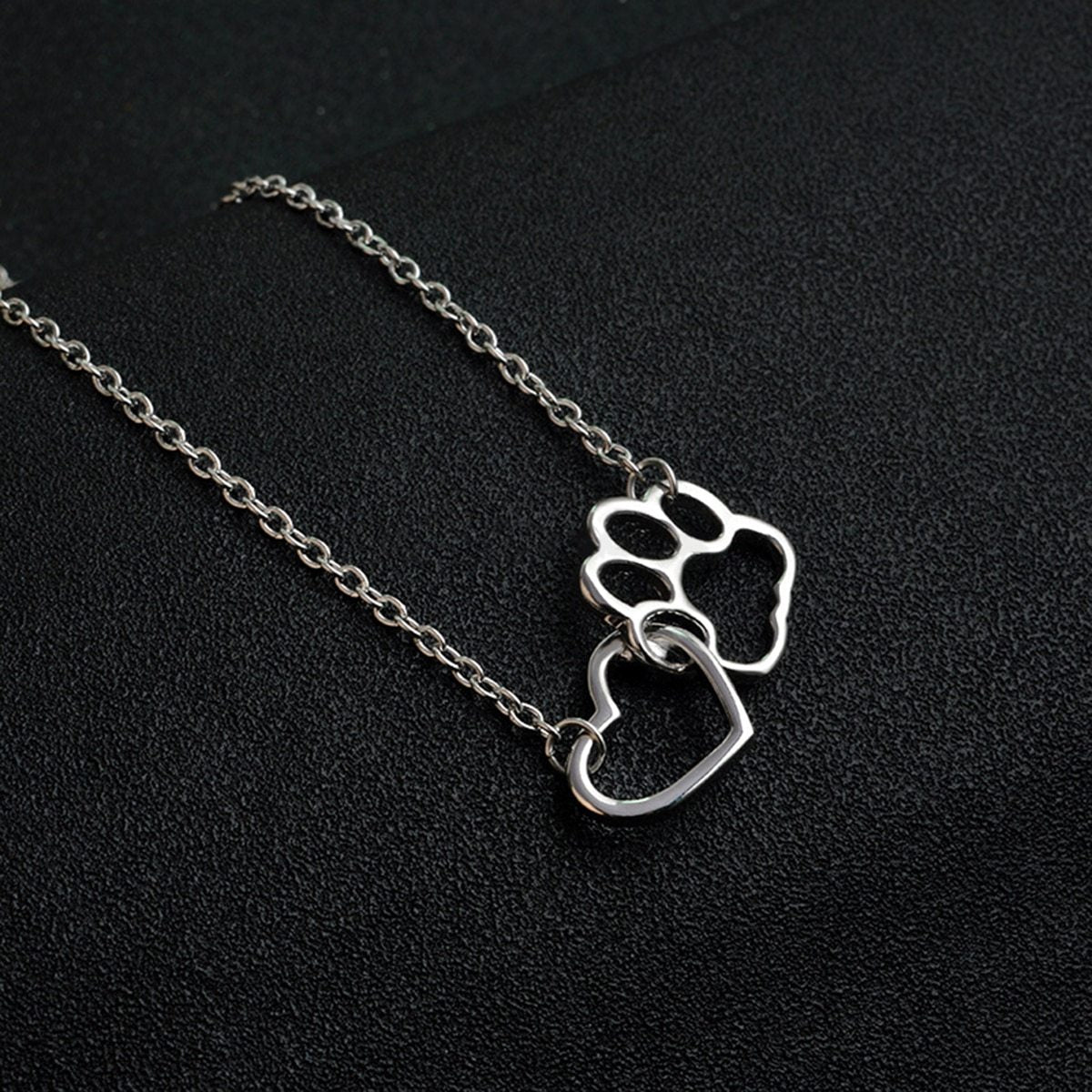 Hollow Pet Paw Footprint Necklaces Shellhard Cute Animal Dog Cat Love Heart Pendant