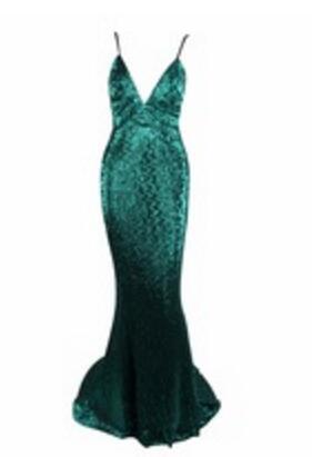 Ladies' Long Dress with Elastic Collar & Open Back
