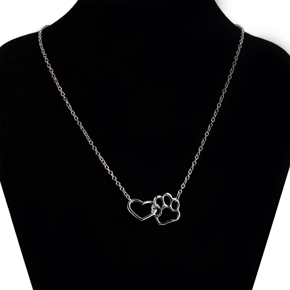 Hollow Pet Paw Footprint Necklaces Shellhard Cute Animal Dog Cat Love Heart Pendant