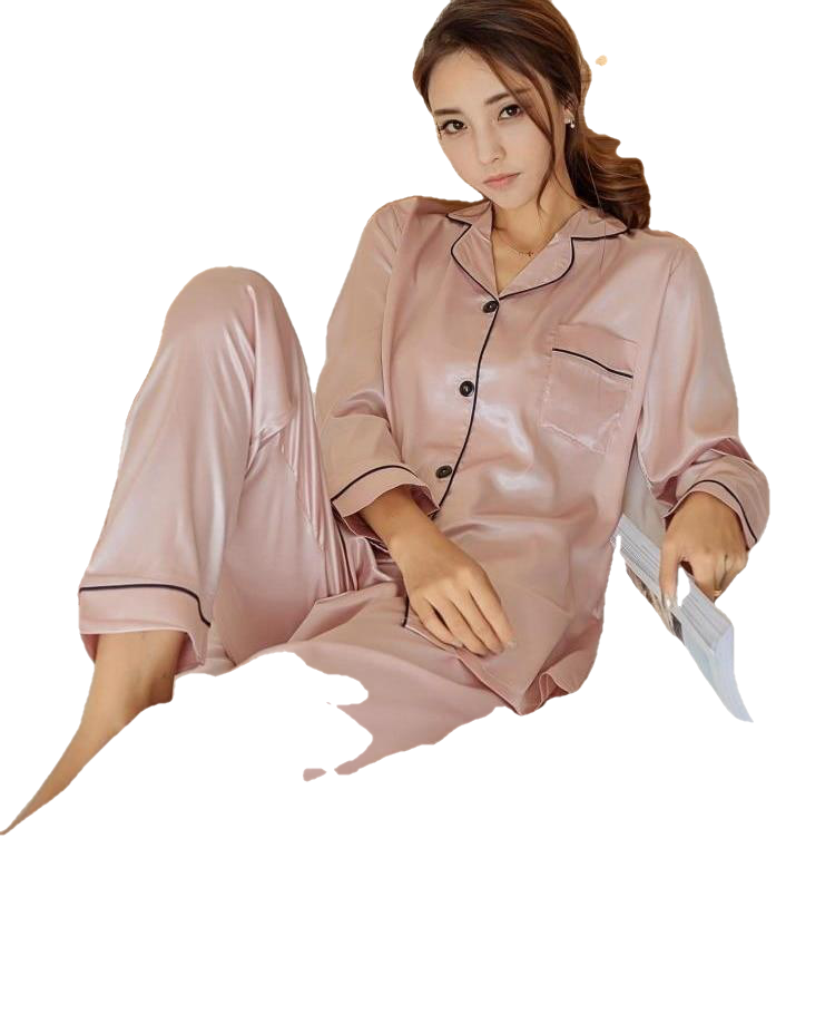 Womens Silk Satin Set Sleepwear Couple Suit Sleep Pyjamas Two Piece Set