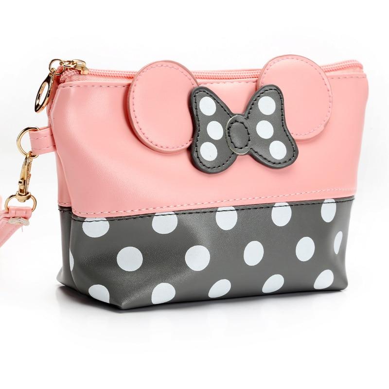 Cosmetic Bags Women Makeup Bag New Cartoon Large Bow Tie Clutch Packages PU Leather Bolsa Feminina