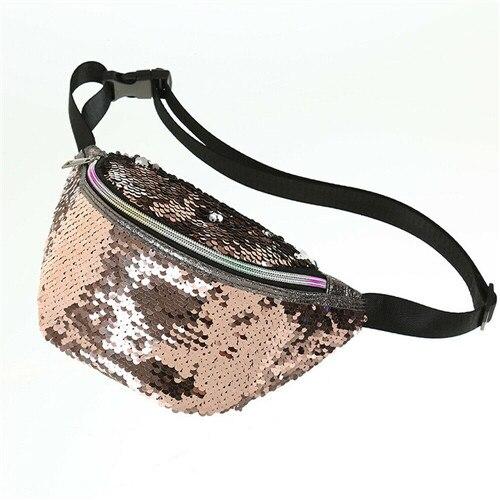 Waist Bags PU Glitter Sequin Waterproof Chest Handbag Unisex Fanny Pack Belly Pouch