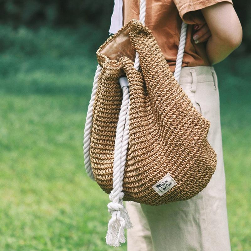 Summer Straw Bag Women Backpack Fashion Rucksack Weaved For Girls Mochila Travel Beach Bags Shoulder