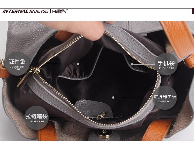 Genuine Leather Handbags Head Layer Cowhide Litchi Grain Women Handbags Fashion Portable Shoulder Messenger Bags Composite Bags - Sheseelady