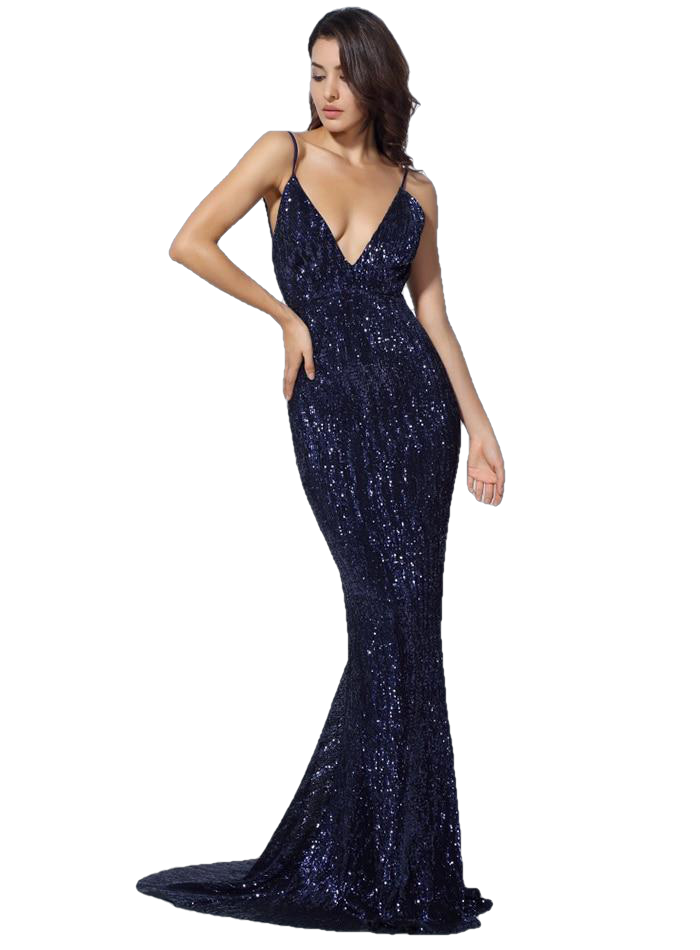 Ladies' Long Dress with Elastic Collar & Open Back