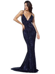 Ladies' Long Dress with Elastic Collar & Open Back