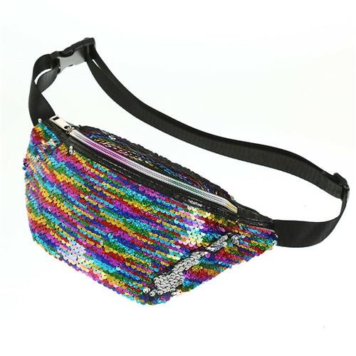 Waist Bags PU Glitter Sequin Waterproof Chest Handbag Unisex Fanny Pack Belly Pouch