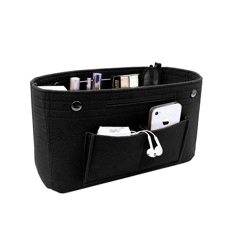 Makeup Storage Organizer,Felt Cloth Insert Cosmetic Bag Multi-pockets Fits in Handbag Toiletry for Travel Organizer