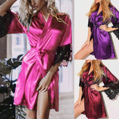 Plus Size Silk Lace Babydoll Lingerie & Bathrobe for Women