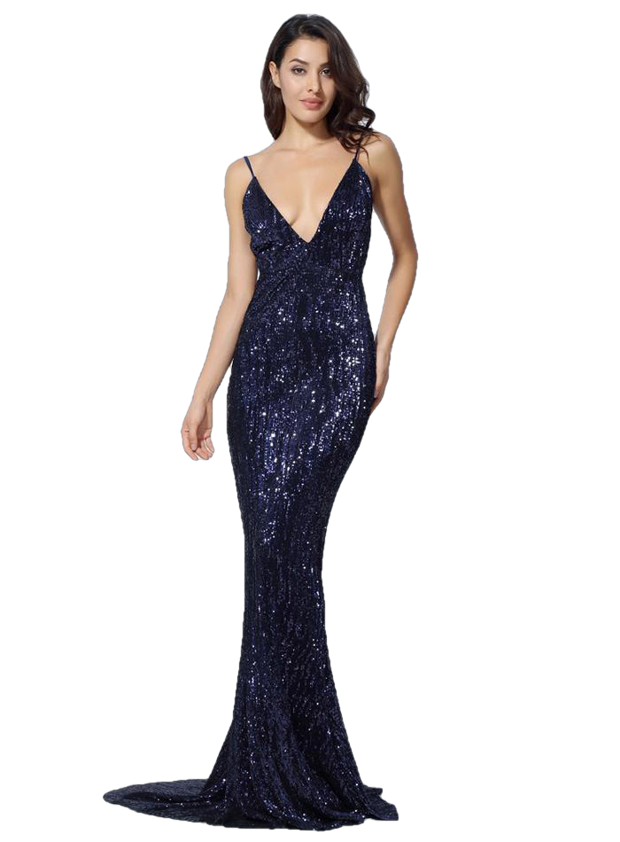 Ladies' Long Dress with Elastic Collar & Open Back