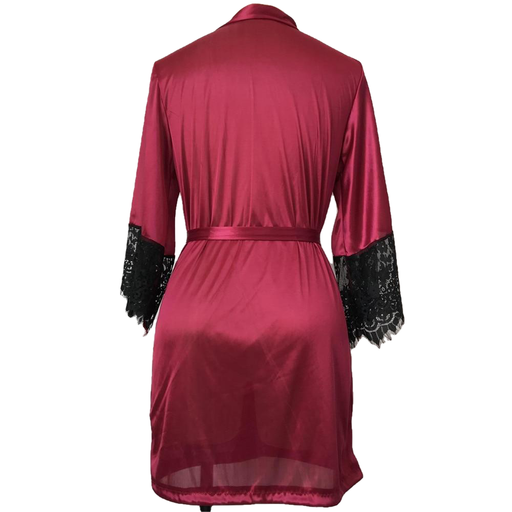 Plus Size Silk Lace Babydoll Lingerie & Bathrobe for Women