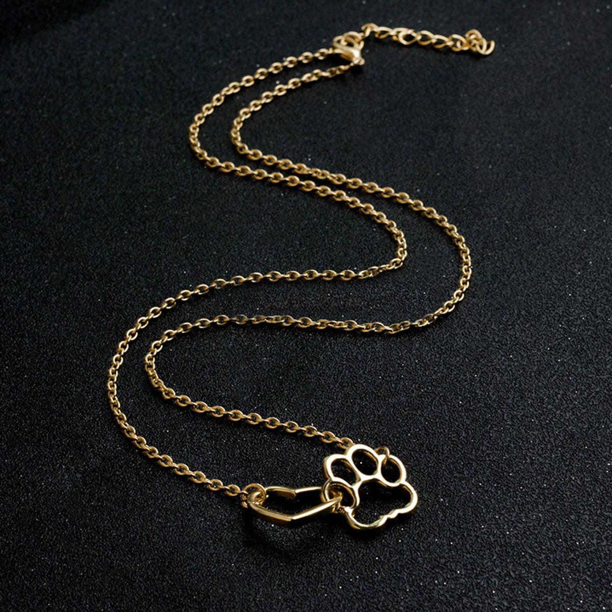 Hollow Pet Paw Footprint Necklaces Shellhard Cute Animal Dog Cat Love Heart Pendant