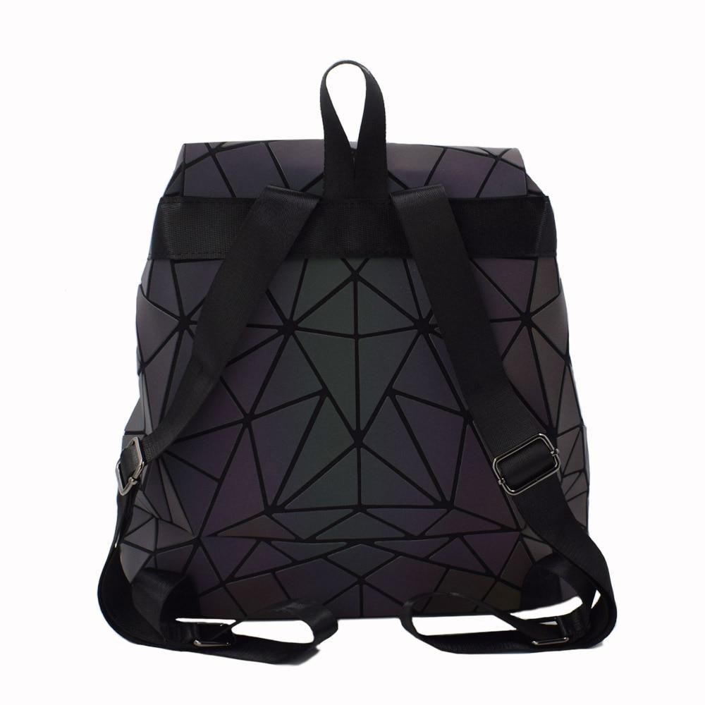 New Women Laser Luminous School Backpack Geometric Shoulder Bag Folding Student Bags For Teenage Girl