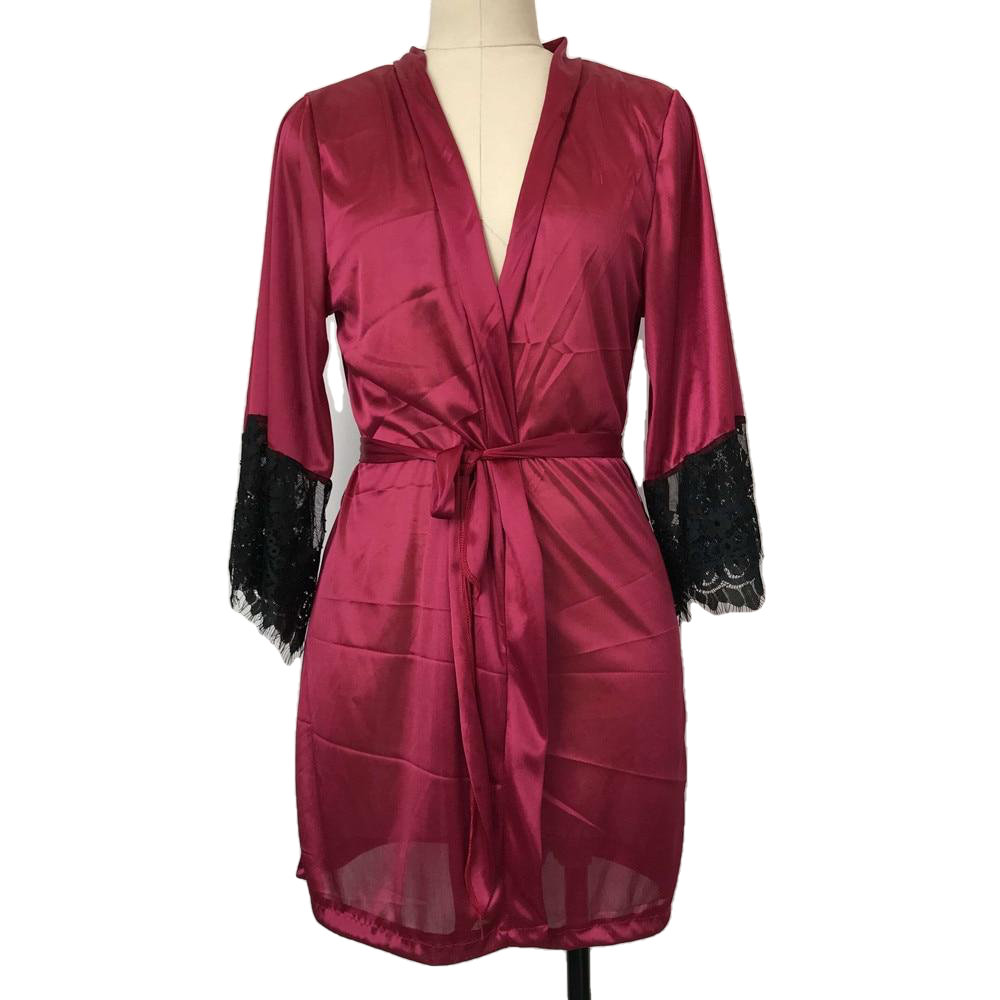 Plus Size Silk Lace Babydoll Lingerie & Bathrobe for Women