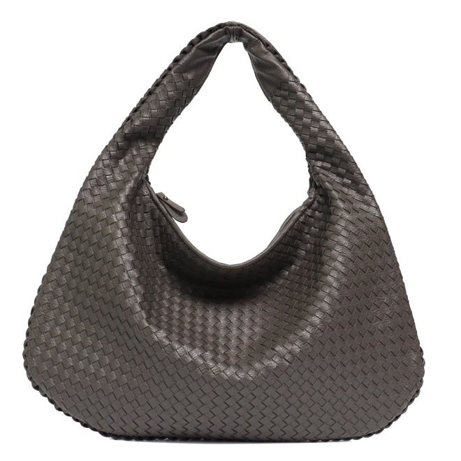 Leather Hobo Bag Handmade Woven Casual Female Handbag Big Capacity Patchwork Zipper Women Shoulder Bags