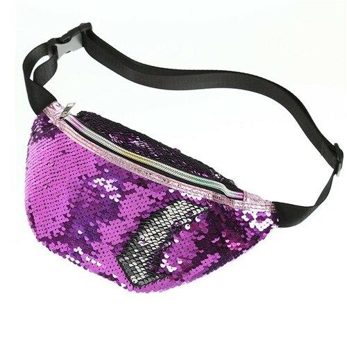 Waist Bags PU Glitter Sequin Waterproof Chest Handbag Unisex Fanny Pack Belly Pouch