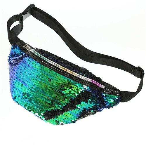 Waist Bags PU Glitter Sequin Waterproof Chest Handbag Unisex Fanny Pack Belly Pouch