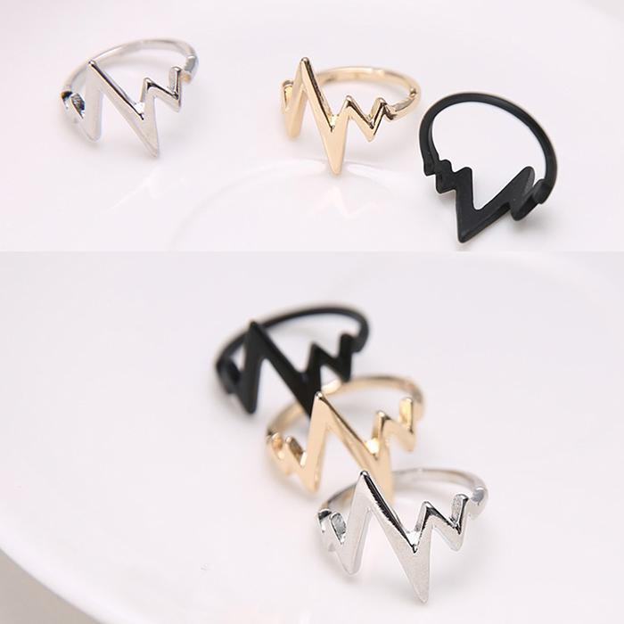 Alloy Fashion Popular Ecg Wave Couples Rings