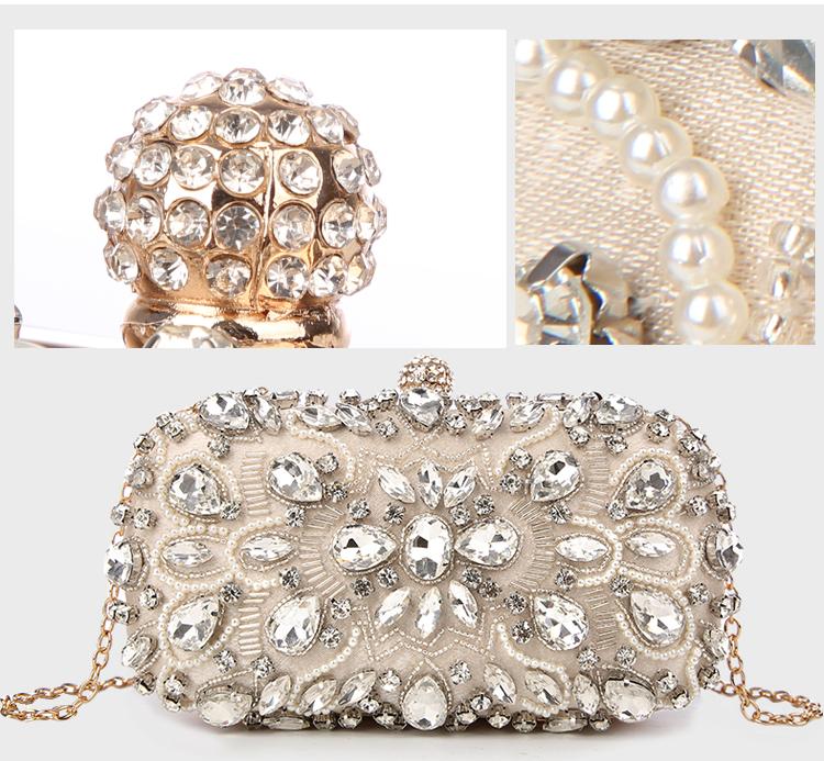 Pu Diamond Rhinestone Pearls Beaded Luxury Bag