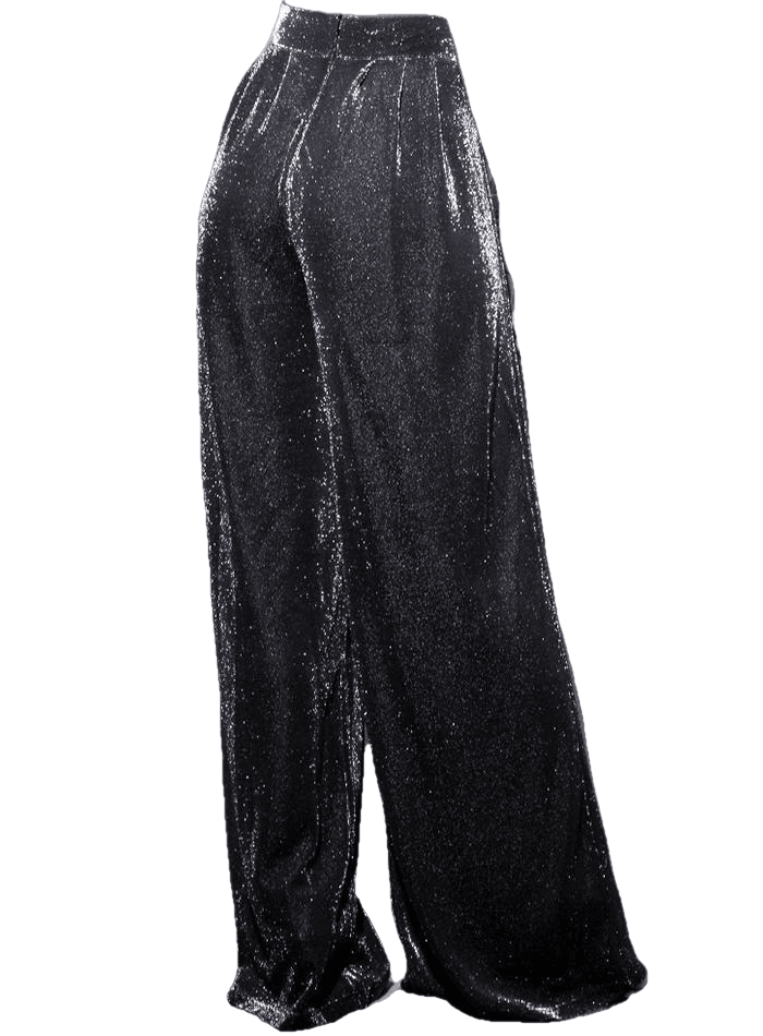 Vintage Black High Waist Flash Fabric Wide Leg Pants