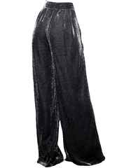 Vintage Black High Waist Flash Fabric Wide Leg Pants
