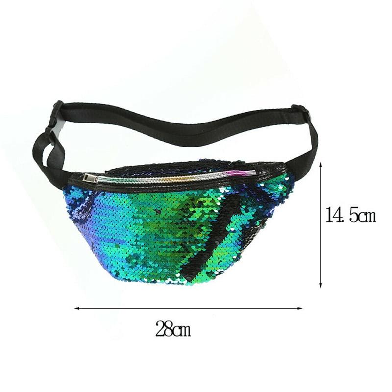 Waist Bags PU Glitter Sequin Waterproof Chest Handbag Unisex Fanny Pack Belly Pouch