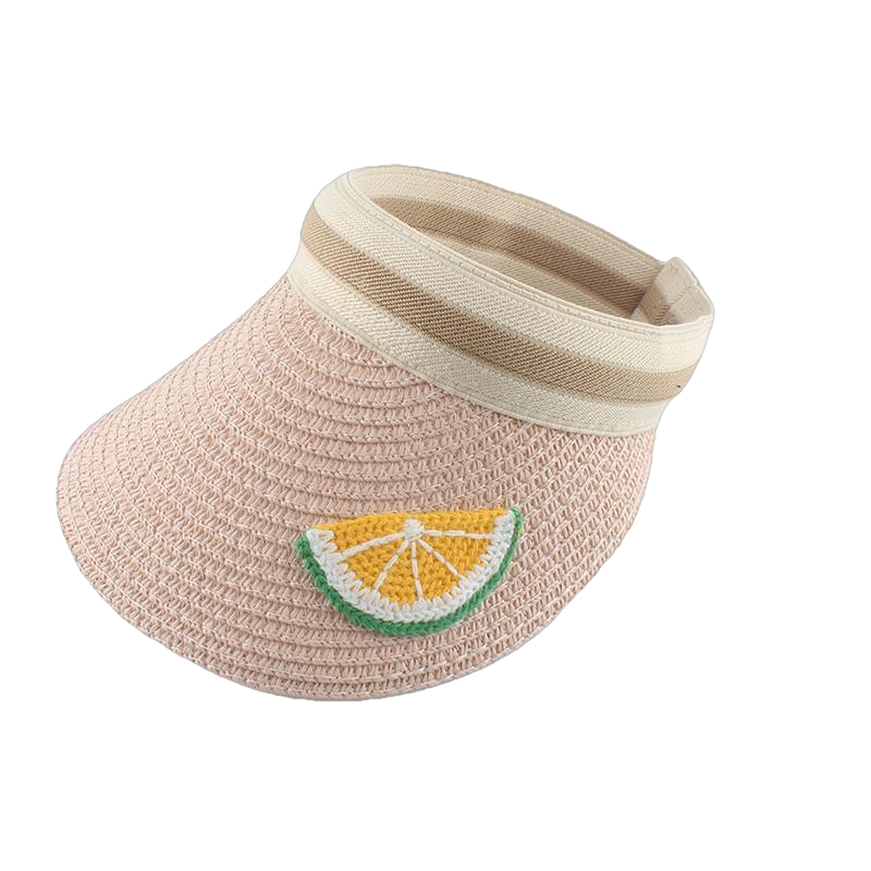 Kids Cartoon Straw Fruit Embroidery Summer Hat UV Protection