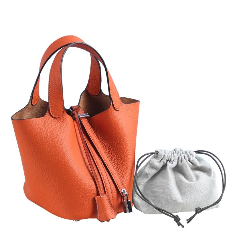 100% Genuine Leather Women Handbags Designer Tote Bag Classical Soft Leather Bucket