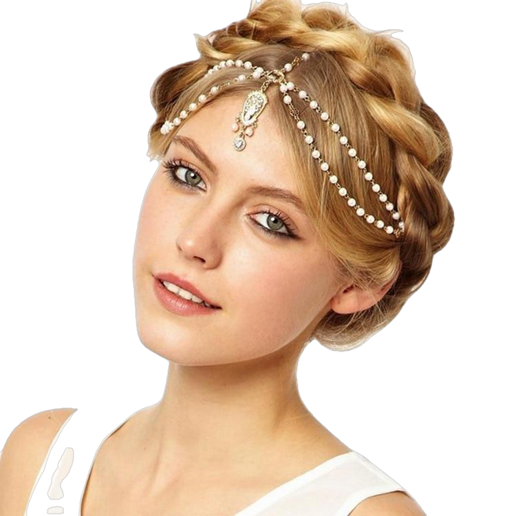 Hair Decoration Band Head Dress Fashion Indian Boho White/Red Beaded Piece - Sheseelady