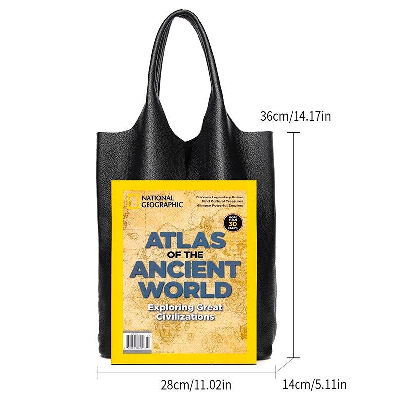 Luxury Soft Genuine Leather Women Shoulder Bag Natural Leather Casual Female Totes Bag Brand Designer Large Lady Handbag