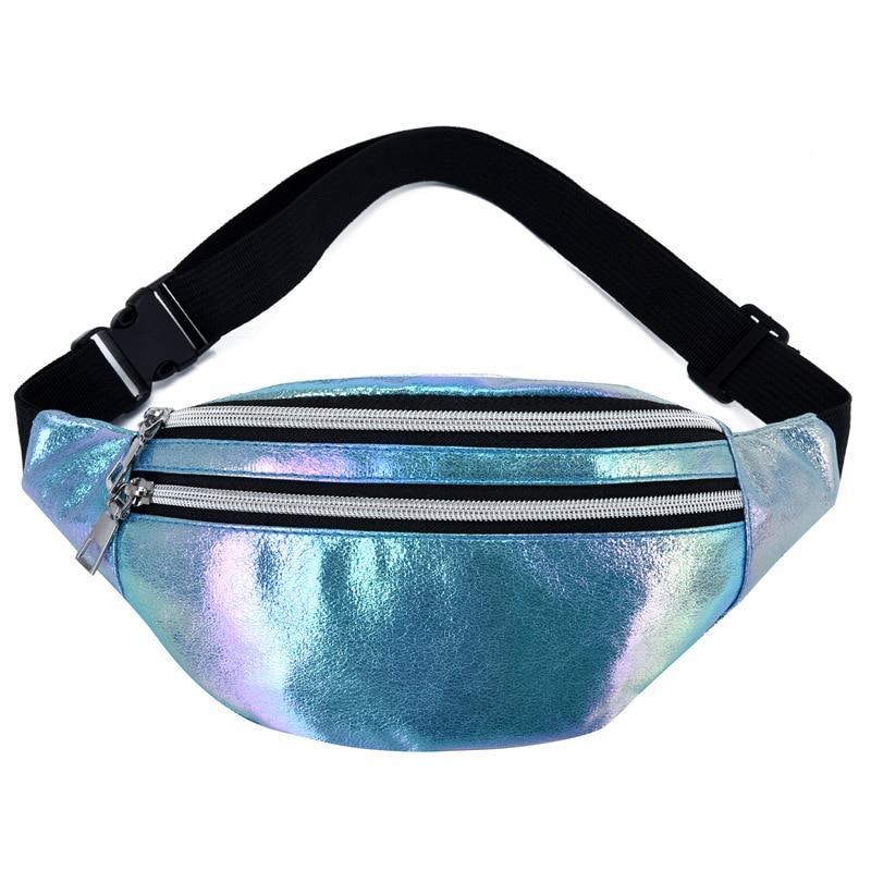 Laser PU Beach Travel Waist Bag Banana Hip Bum Zip Women Belt Bag