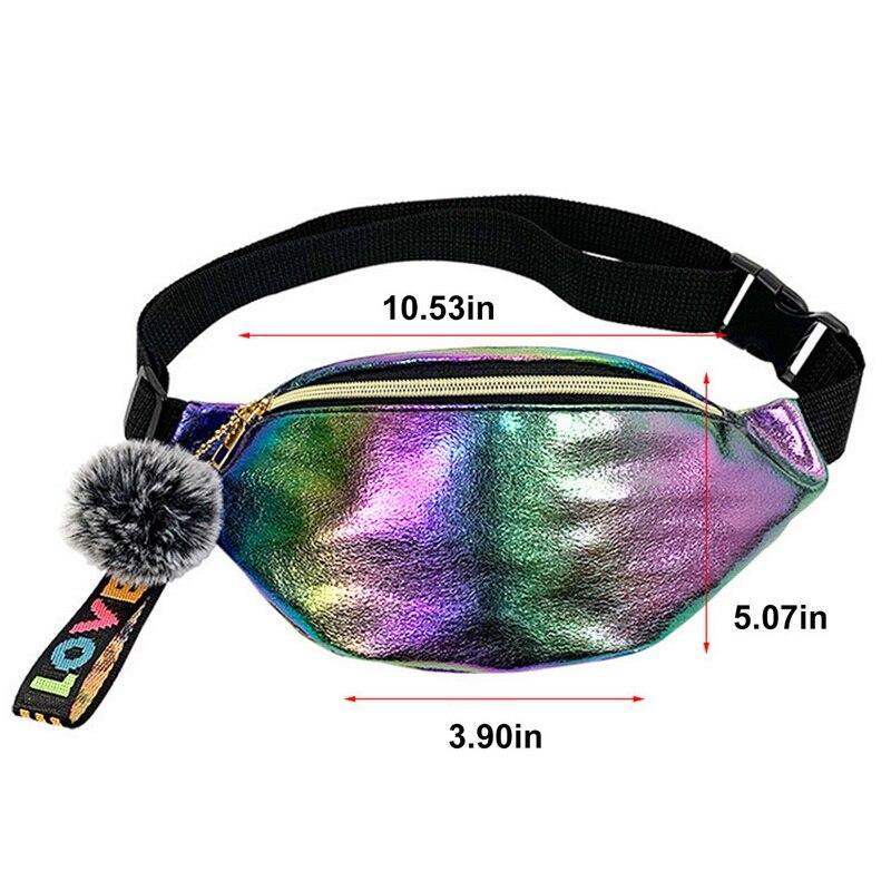 Cool Sequins Printing Waist Bag For Woman  Fashion  Girls Shoulder Belt Bags Kids Waist Packs Glitter Phone Pouch