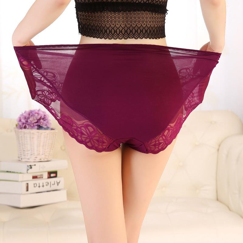 Large Size High Waist Panties For Women Underwear Ladies Big Size Briefs Plus Size Transparent Sexy Lace Panties Female 5Xl 6Xl - Sheseelady