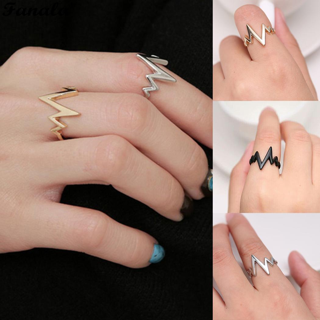 Alloy Fashion Popular Ecg Wave Couples Rings