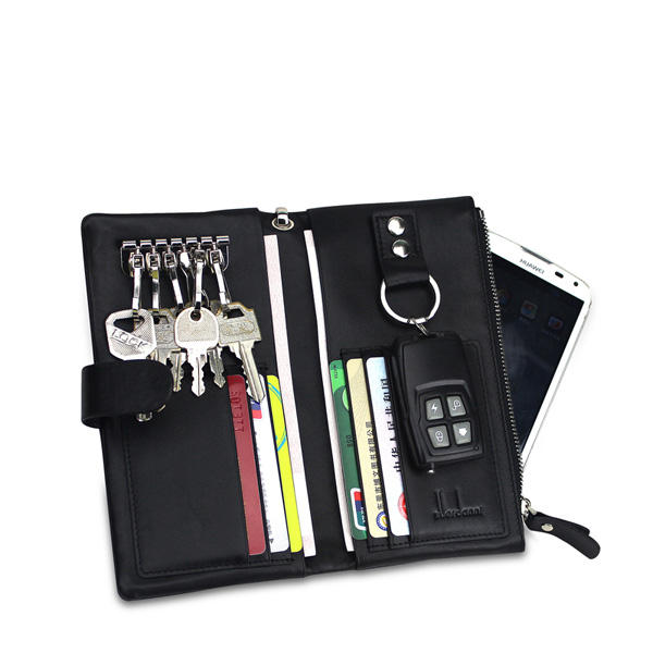 Men Genuine Leather Multifunction Zipper Long Big Capacity Business Wallet