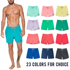 Men's Swimming Shorts with Pockets and Mesh Lining Quick Dry Solid Beach Board