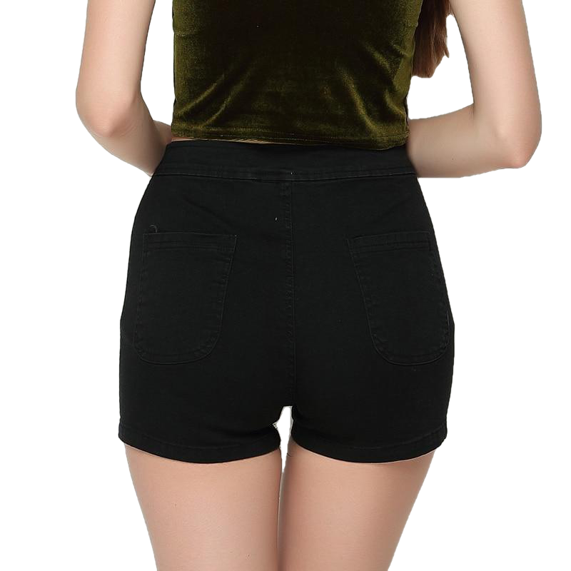 Women Vintage Apparel Slim Bottom Tight-Fitting High Waist Shorts Sexy Denim Shorts