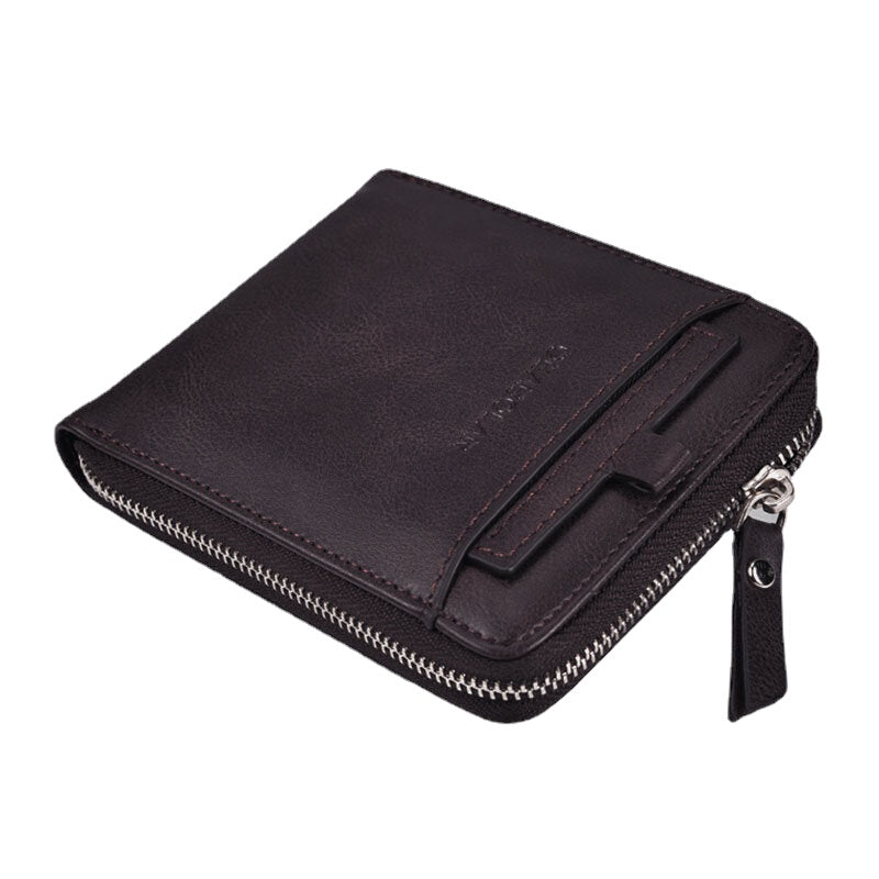 Men Faux Leather RFID Anti-theft Retro Zipper Card Holder Wallet