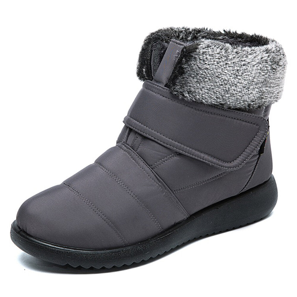 Women Large Size Warm Lined Hook Loop Plus Velvet Ankle Snow Boots