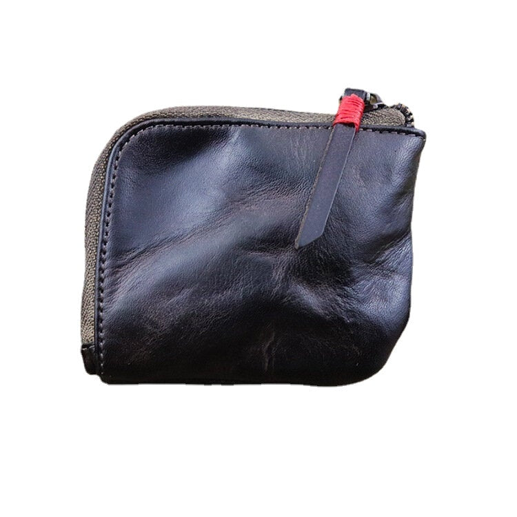 Men Genuine Leather Vinatge Casual Zipper Cash Wallet