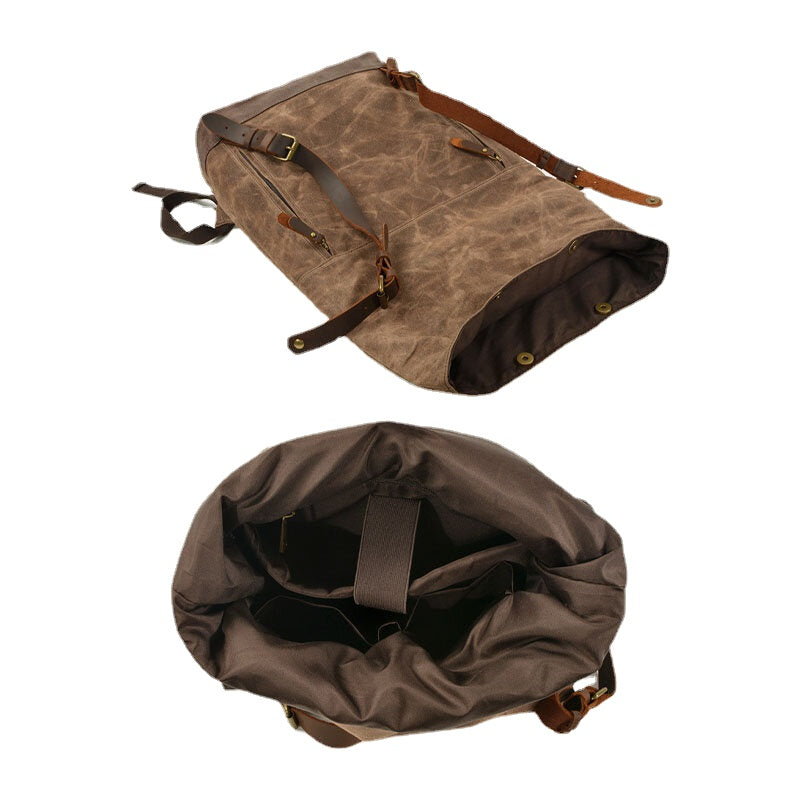 Men Vintage Canvas Anti-theft Waterproof Travel Bag Backpack Camping Bag