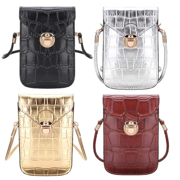 Women Crocodile Shoulder Bags Girls Mini Wallet Functional 6.5 Inch Phone Case