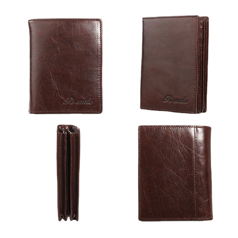 Men Genuine Leather RFID Anti theft 15 Card Slots Bifold Wallet Purse