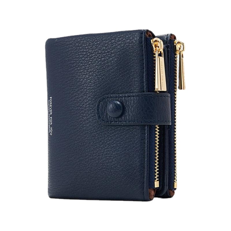 Women PU Leather Multi-slot Hand Carry Short Wallet Clutch Purse