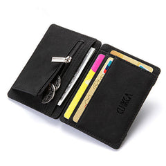 Men PU Leather Money Clip Thin Bifold Wallet Credit Card Holder