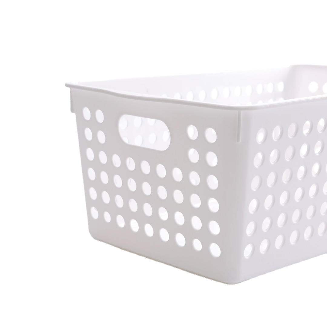 2 Pcs/pack Desktop Storage Basket Kitchen Plastic Hollow Basket Storage Box Bathroom Cosmetic Storage Organizer Holder